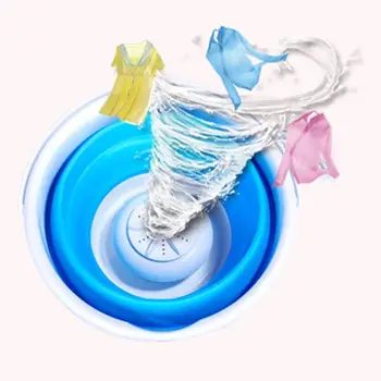 

Fashion USB Power Supply Portable Ultrasound Turbine Washing Machine Spiral Cloth-controlled Rinsing Mini Folding Bucket Washing