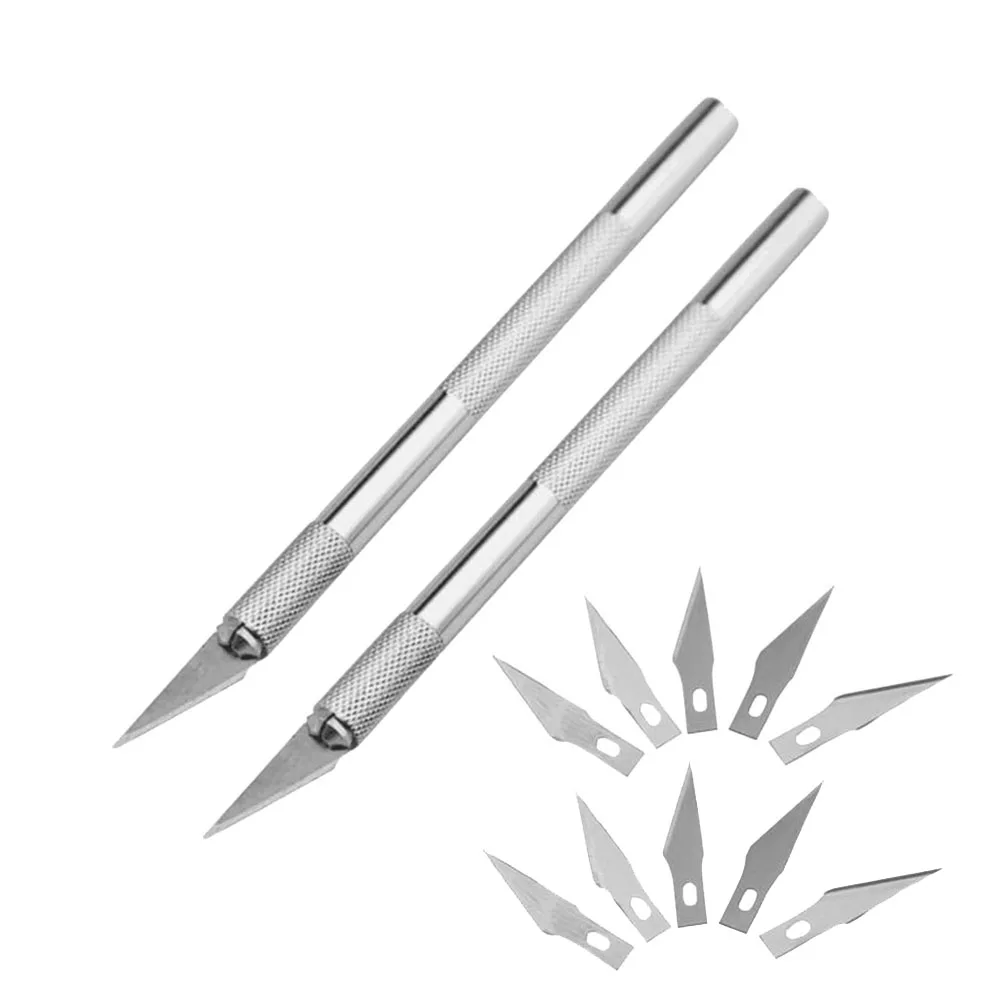 

2 Sets Blades for Mobile Phone Films DIY Utility Handmade Carving Cutter Scalpel Tool Set Blades Graver Crafts Hobby Knife