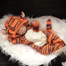 Комбинезон с капюшоном для новорожденных мальчиков и девочек, 3D костюм в виде тигра, комбинезон, одежда на возраст от 0 до 18 месяцев хлопковая одежда с длинными рукавами на молнии, милая теплая одежда
