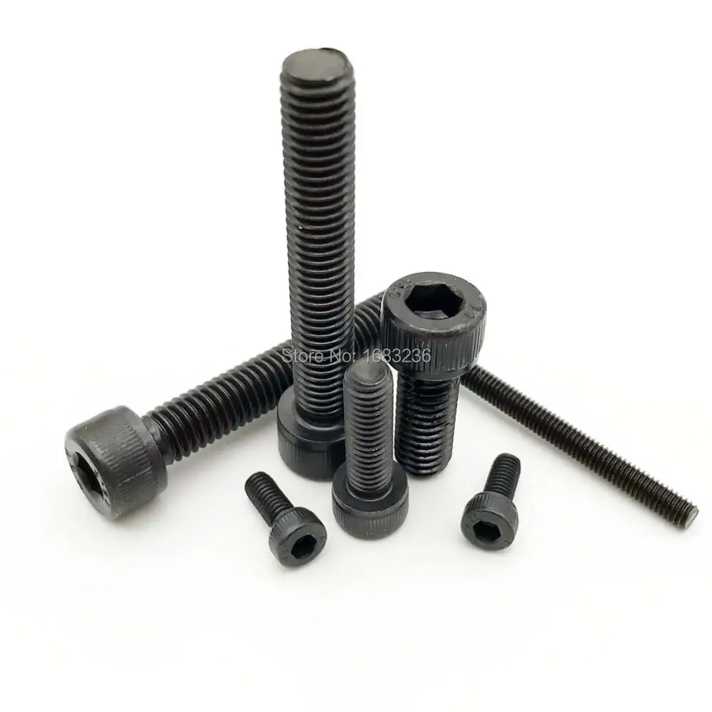 

10/50pcs M1.6 M2 M3 M4 M5 M6 Black grade 12.9 steel DIN912 Hexagon Hex Socket Cap Allen Head Bolt Screw Metric Thread L=2-80mm