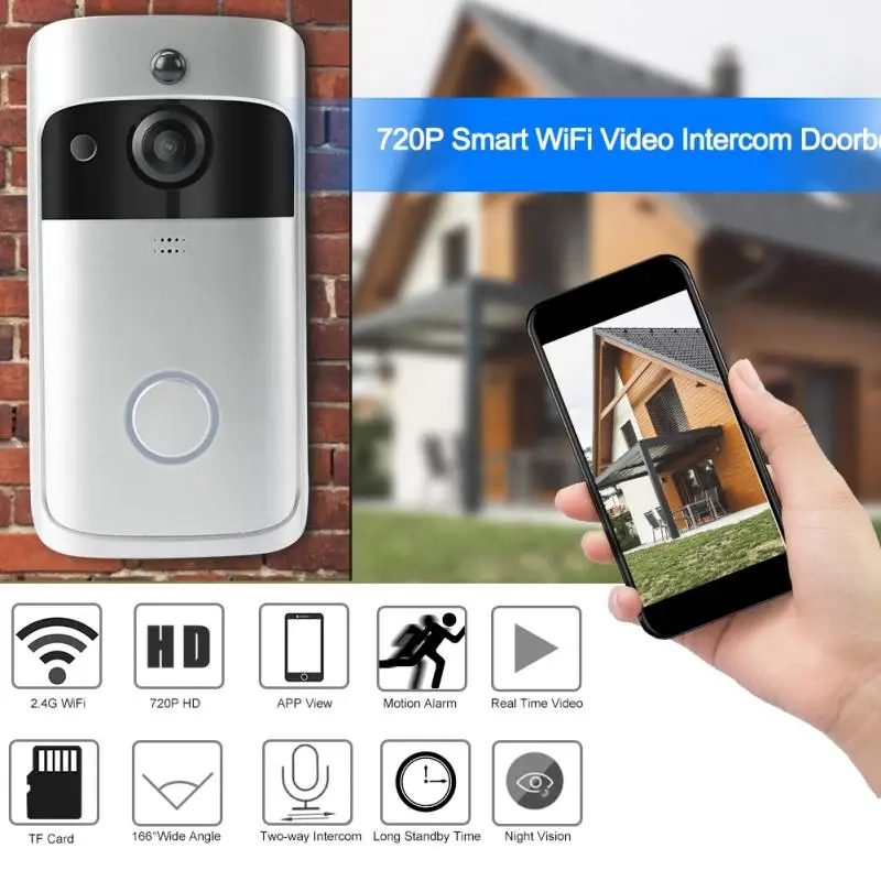 

720P Home Security Smart WiFi Video Intercom Doorbell Wireless IR Night Vision Camera Doorbell Support Mobile Phone Monitoring