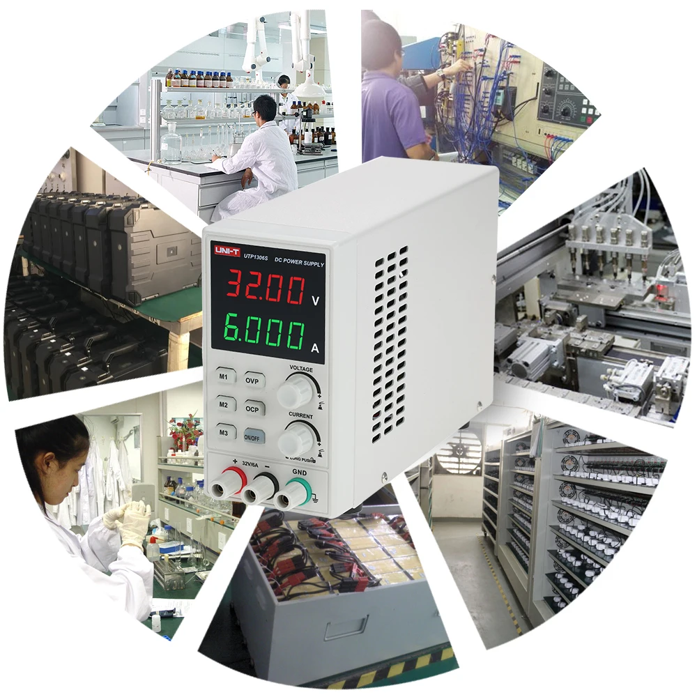UNI-T de conmutación para fuente de alimentación de CC de 4 dígitos pantalla LED 0-32 V 0-6A de alta precisión ajustable Mini AC 220 V 50Hz - 6