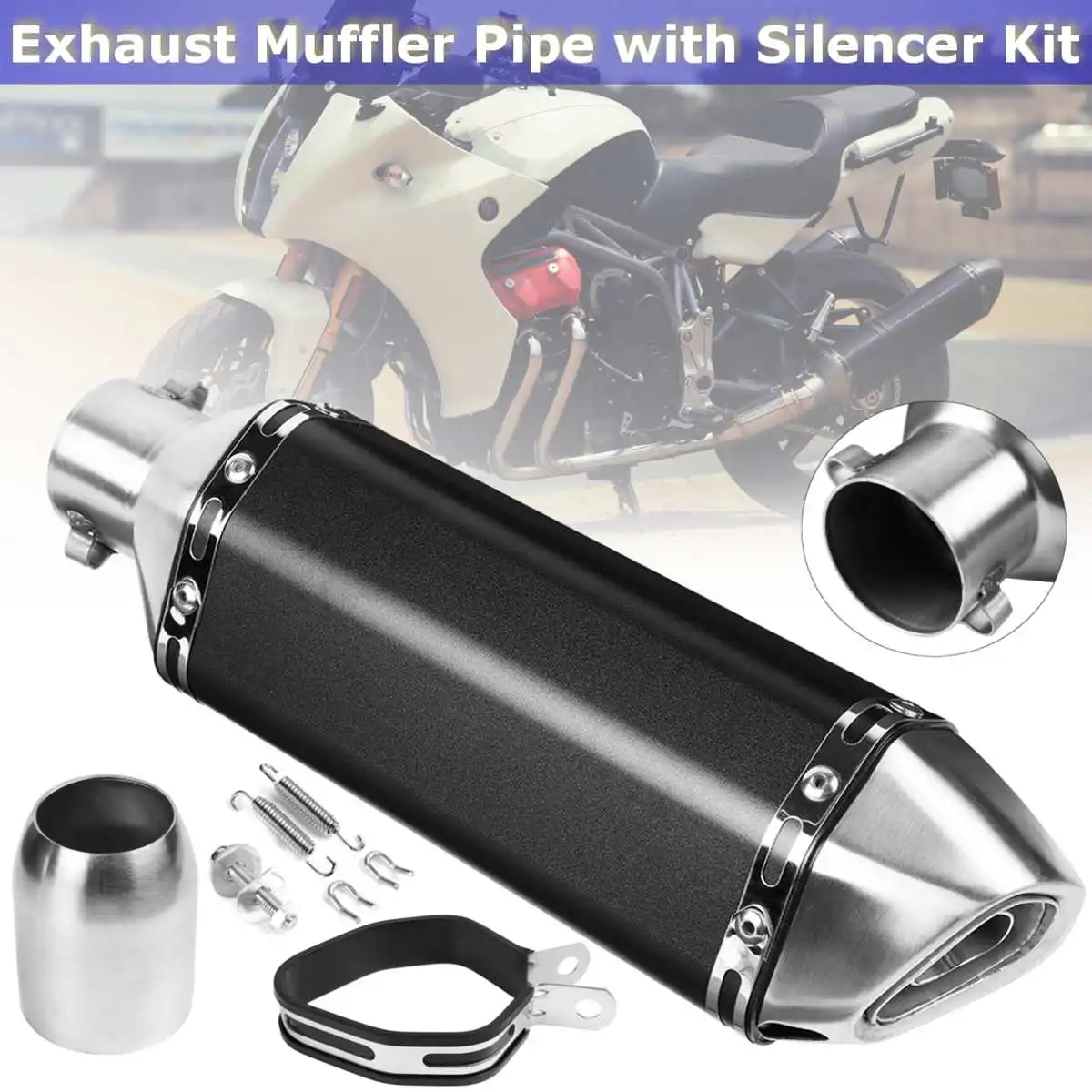 

Universal High Quality 38mm-51mm Motorcycle Exhaust Muffler Pipe with Silencer Slip-On Scooter