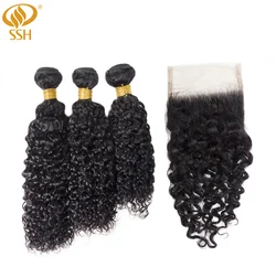 SSH Water Wave Brazilian Hair Weave Human Hair 3 Bundles With Lace Closure For Black Women SSH Water Wave Brazilian Hair Weave Human Hair 3 Bundles With Lace Closure For Black Women