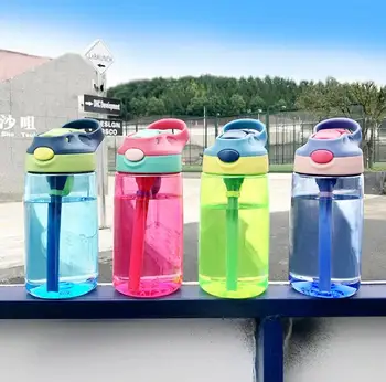 

100pcs 480ML 16oz fashion Kids Water Bottle Sport water bottle Straw Water Bottles BPA Free No Phthalate tritan baby Lemon