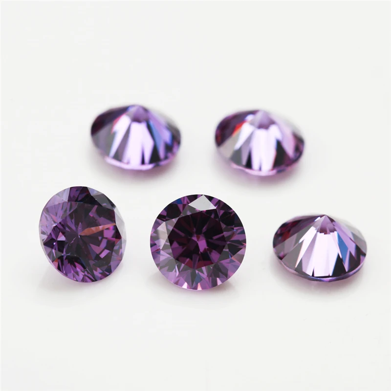 

10pcs/lot 4.0~20mm Round Shape Loose CZ Stone Purple Color AAAAA Cubic zirconia Synthetic Gems For Jewelry DIY Stone