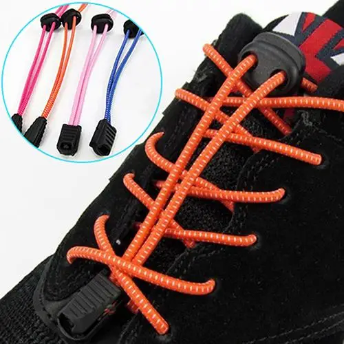 Hot 1Pair 1m No Tie Locking Shoe Laces Elastic Adjustable Sports Shoestrings Shoe accessories Elastic Shoe Laces Dropshipping