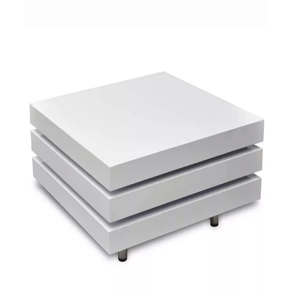 VidaXL Square White Lacquered Coffee Table 3 Tiers High Gloss White MDF Coffee Tables Assembale Living Room Furniture 241077