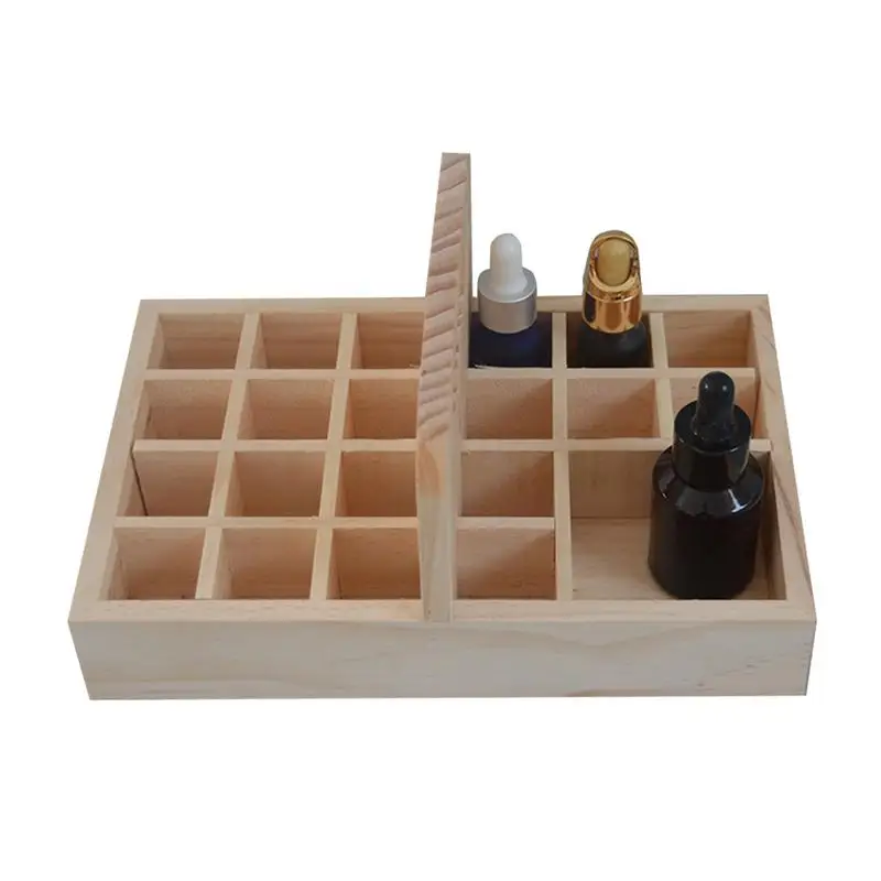 

21 Grids Wooden Essential Oil Box Wooden Essential Oil Storage Box Solid Wood Gift Box Multi-Square Storage Case Organizer