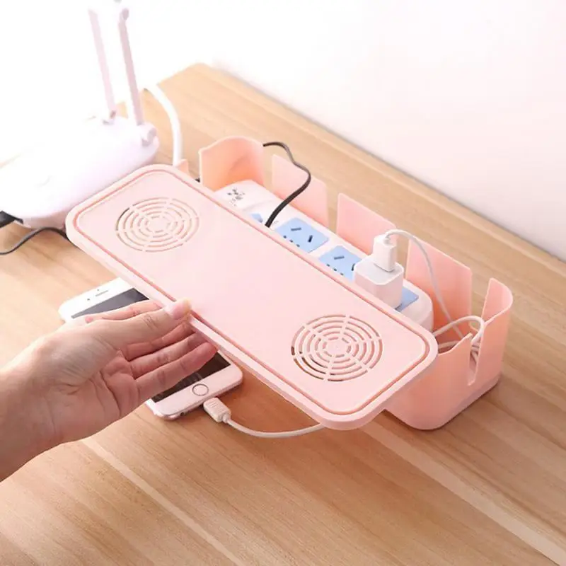 Fashion Safety Socket storage box with lid wire Organizer power cord cable Container cable management case home decor