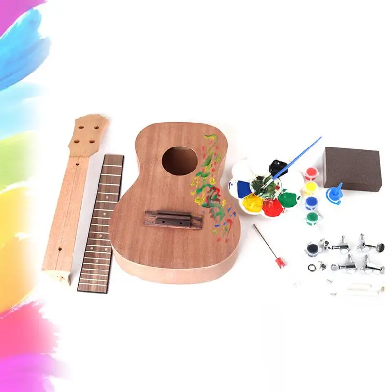 

DIY Ukulele 23 Inch Mahogany Ukulele DIY Kit With Painting Tool Hawaii Guitar Handwork Painting Ukulele Instrument For Beginner