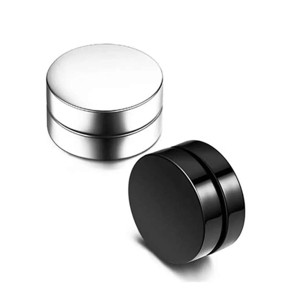 

XIUFEN Unisex Women Men Clip Earrings Silver Black Color Punk Style Magnet No Ear Hole Ear Clip Female Male Jewelry