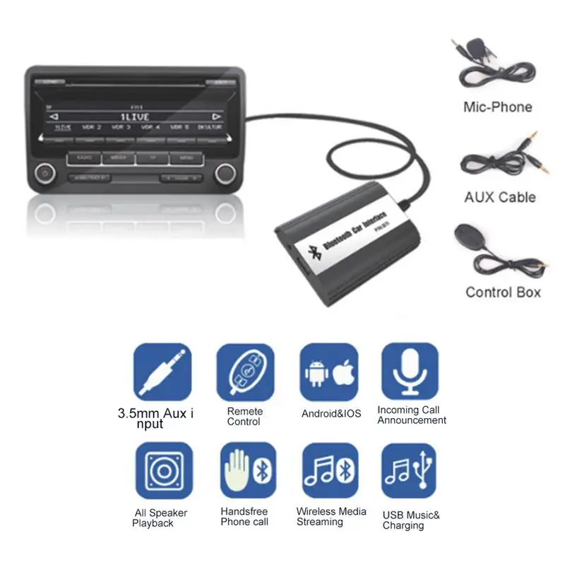 

Car MP3 Adapter AUX USB Music Charging Handsfree Bluetooth A2DP Car Kit For Mazda 2 3 5 CX7 RX8 MPV Car Stereo Radio Interface