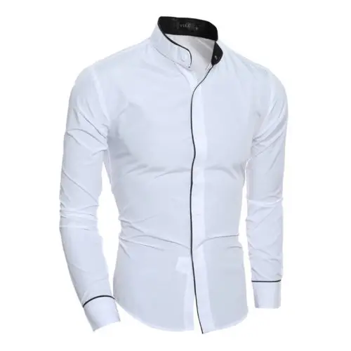 Camisas de lujo para hombre, camisa elegante informal con cuello en V a la moda, camisetas formales de manga larga ajustadas sólidas, novedad de 2020| Camisas de vestir| - AliExpress