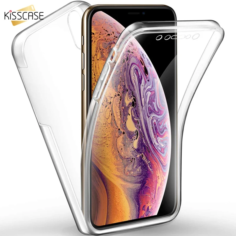 KISSCASE 360 всего тела мягкий прозрачный TPU чехол для iPhone 5 5S 6 7 8 плюс силиконовый Coque X XR