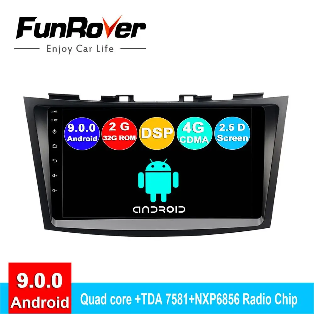

FUNROVER android 9.0 2 din car dvd radio multimedia For Suzuki Swift 2011-2015 gps navigation system stereo navi 2.5D