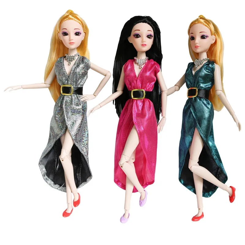 

1Pcs Doll Long Evening Dress For Girl Doll Clothes Fashion Style Party Dress Clothes Outfits Kid Play House Dressing Up Newest