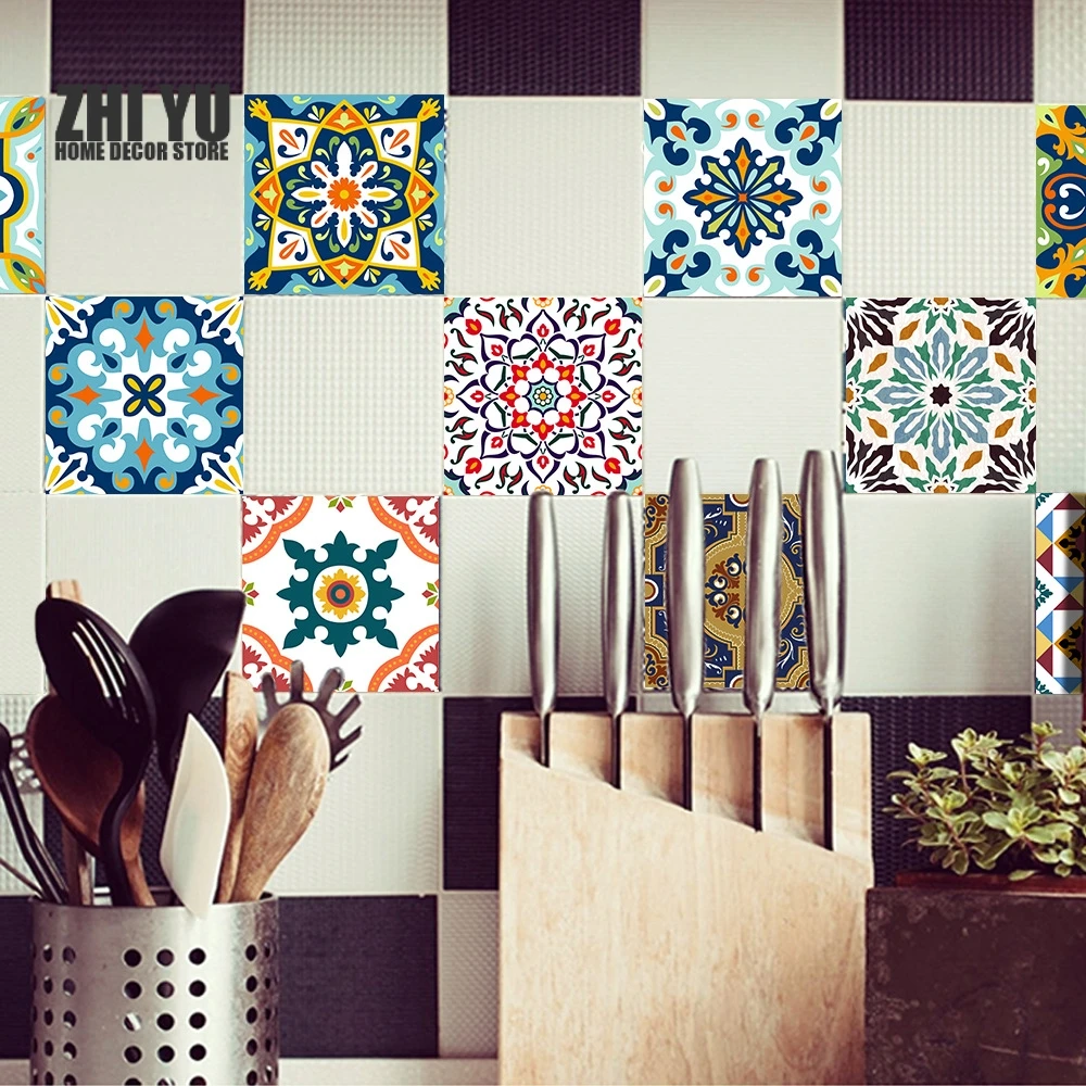 

Moroccan Tiles PVC Waterproof Self adhesive Wallpaper Furniture Bathroom DIY Arab Tile Sticker 15*15cm/20*20cm