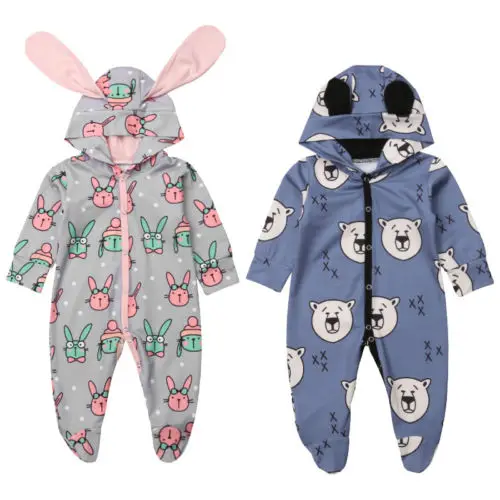 

Adorable Newborn Baby Boys Girls Spring And Autumn Long Sleeve Cotton Clothes Cartoon Bunny Bear Romper Outfits