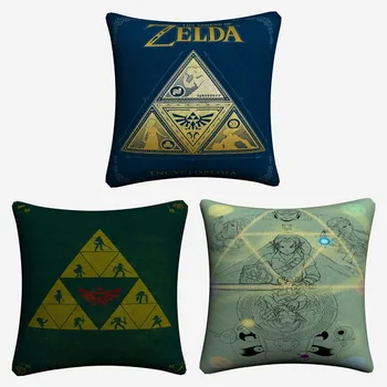 

Zelda Game Logo Card Style Cotton Linen Cushion Covers 45x45cm Vintage Soft Throw Pillow Case For Sofa Almofada Home Decor