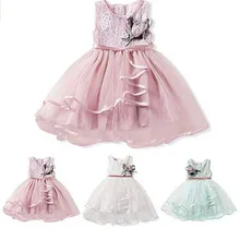 Милое детское платье принцессы для маленьких девочек розовое платье с цветочным принтом без рукавов, с лентами Платье с поясом нарядное кружевное платье с пачкой из сетки, зеленый, розовый и белый цвет, От 6 месяцев до 5 лет