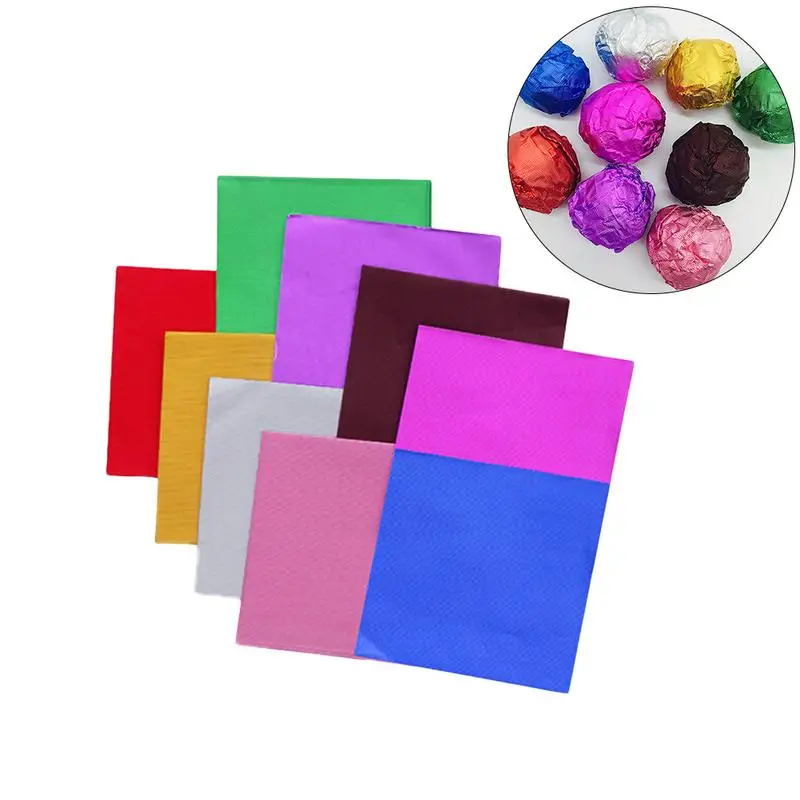 

DIY Candies Chocolate Packaging 100pcs/Set Embossed 10*10cm Color Aluminum Foil Chocolate Packaging Tin Foil Food Tea Packaging