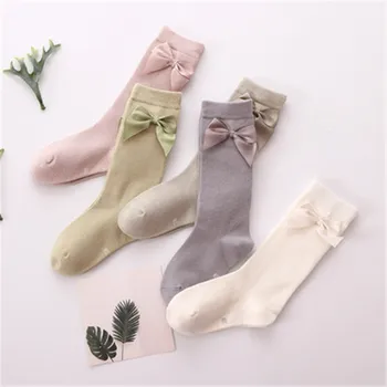 

Infant Kids Baby Girls Knee High Socks Cotton Bow Knee Cute Cotton Solid Socks Set Baby Girl Princess Long Tube