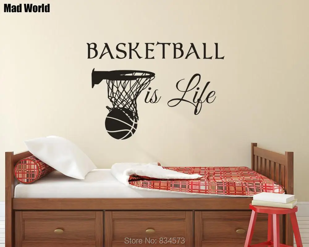 Sports Teen Basketball Is Life Basketball Hoop Wall Art Stickers Wall