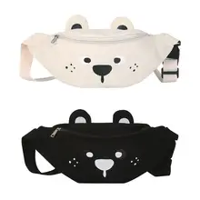 Милая Женская поясная сумка с медведем, Холщовая Сумка с милым мультяшным рисунком для подростков, стильные поясные сумки, подушка для телефона, губная помада, дорожная сумка-мессенджер, нагрудная сумка