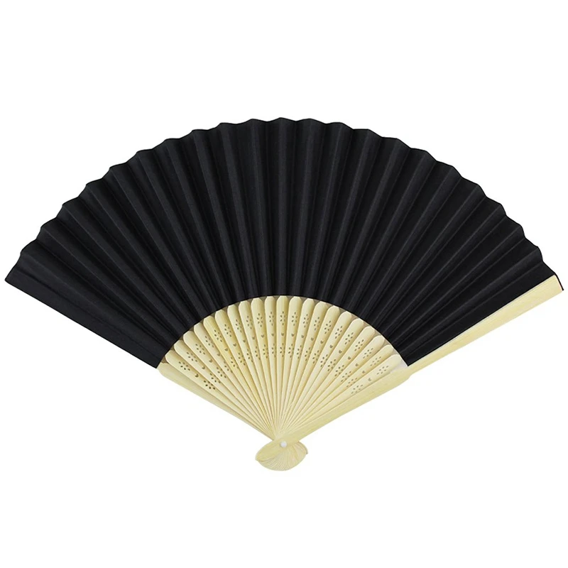 

Diy Wedding Party Decoration Folding Paper Hand Fan 8.25 Inch Black (5 pcs)