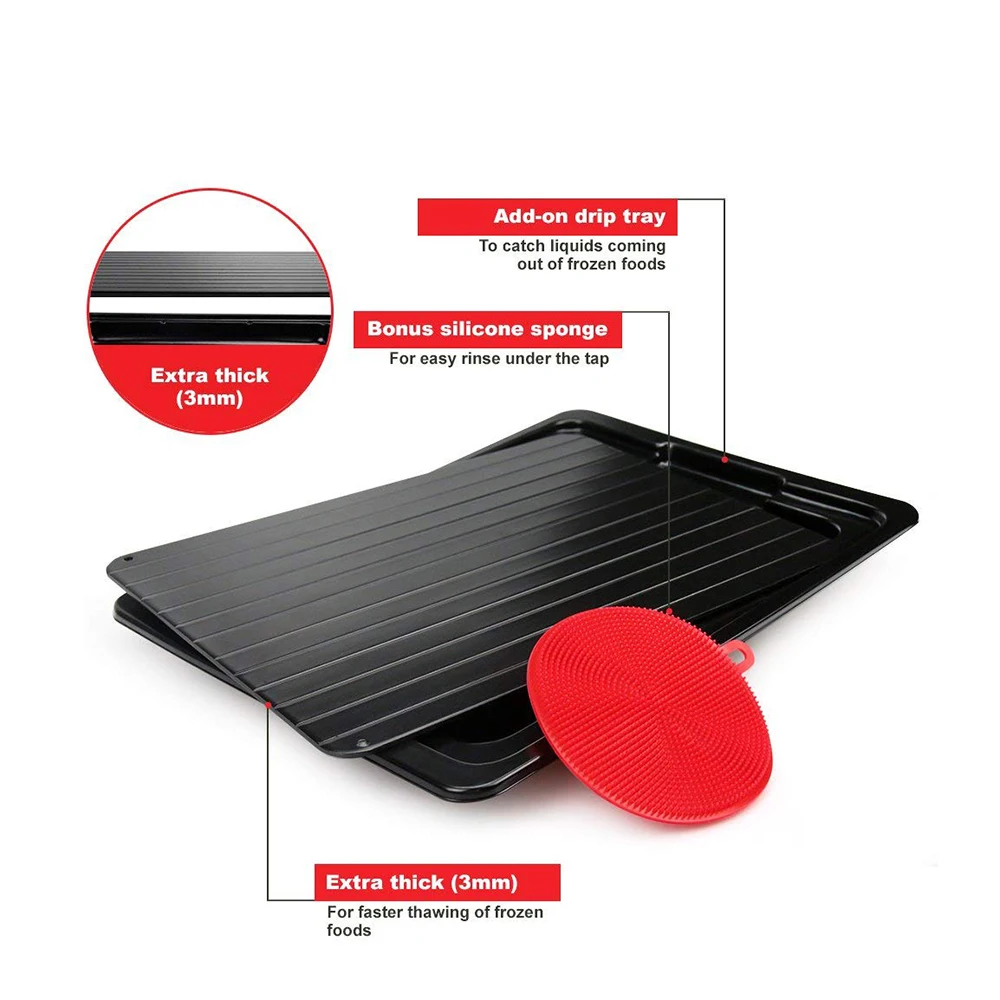 Hot-Defrosting Tray | Thawing Plate for fast defrosting of frozen foods | Premium Quality Defrost Tray | With bonus Drip tray Hot-Defrosting Tray | Thawing Plate for fast defrosting of frozen foods | Premium Quality Defrost Tray | With bonus Drip tray