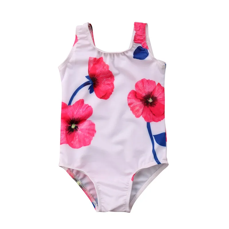 

New 2019 kids swimwear one piece Tankinis floral print baby girls cute swimsuits beachwear bodysuits Summer 2-8T Bath Bikinis