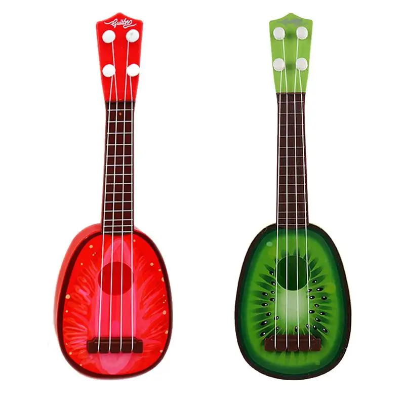 2 шт Пластик подражали укулеле детей Малый Размеры музыкальных инструментов фрукты форме мини играть на гитаре игрушка с четыре струны