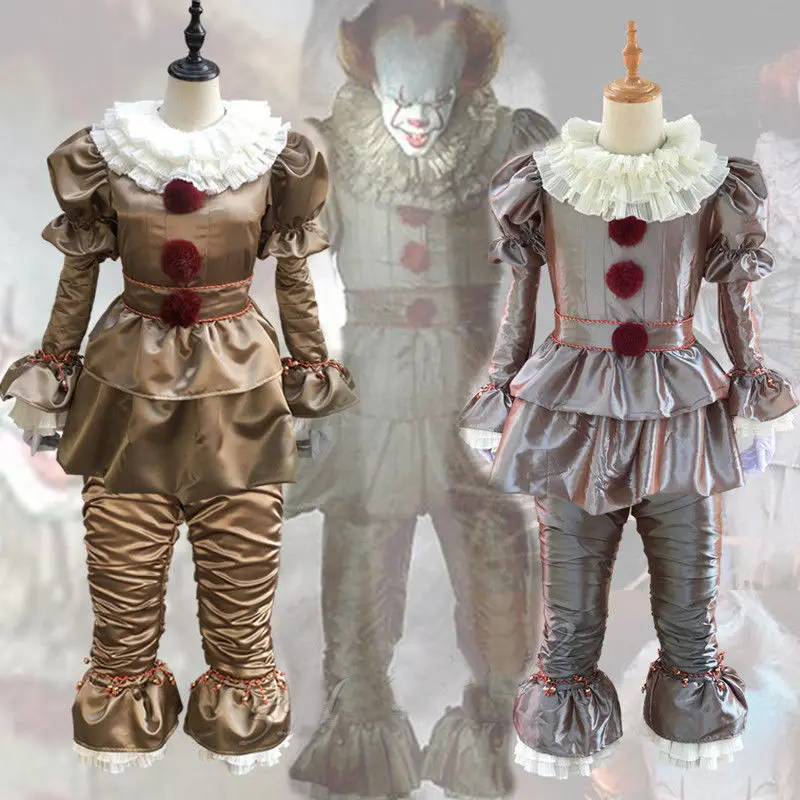 Adult Men Women Clown Costume Suit Fancy Halloween Stephen King's It ...