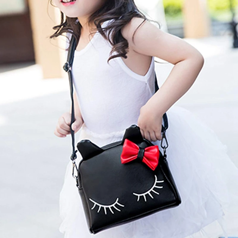 

Cute Little Girls Cat Purse for Toddler Kids Mini Bags with Bows