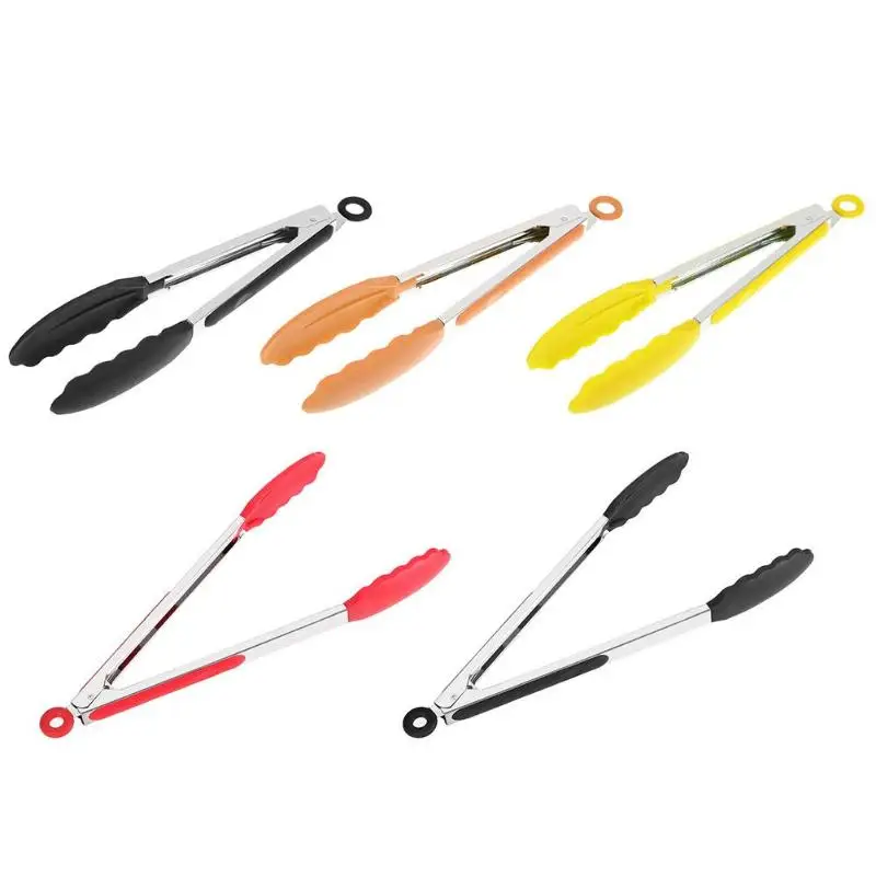 

9/12in Silicone Stainless Steel Barbecue BBQ Tongs Meat Clip Bread Cooking Food Clamp Kitchen Tools Bbq Accessories Kitchen Tool