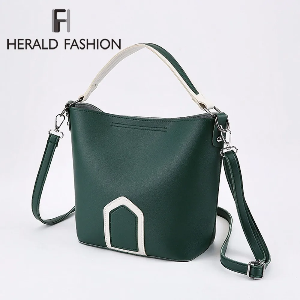 Herald Fashion Top-Handle bags For Women Bucket handbag Soft Leather Lady Shoulder Bag Large Capacity Female Totes Shopper Bag