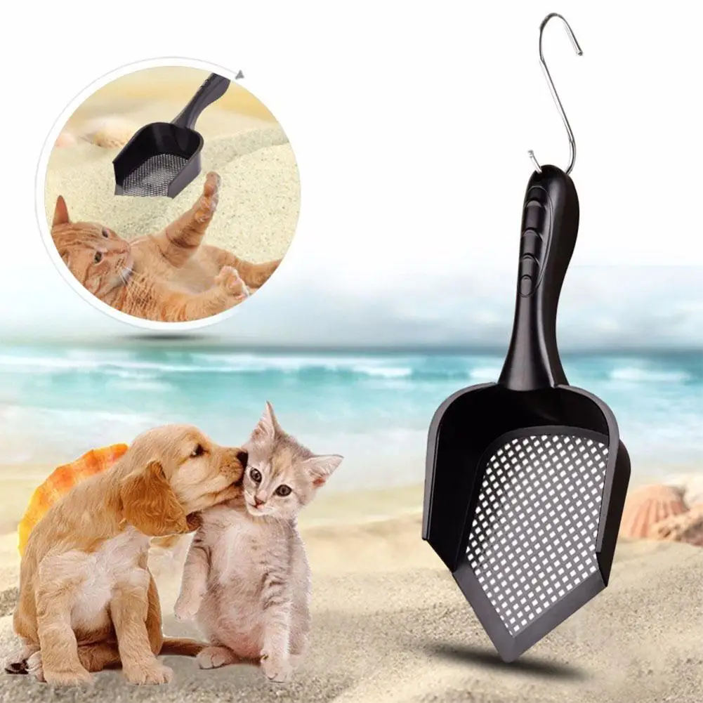 Высококачественный портативный прочный пластиковый практичный чистящий совок для кошачьего наполнителя с лопатой