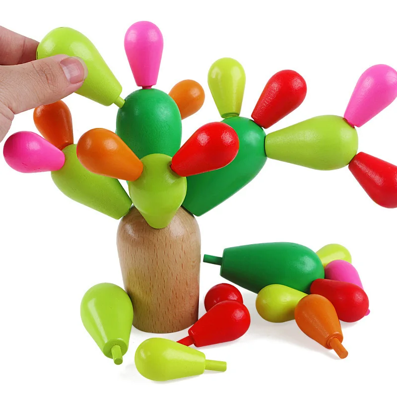 

OUY Wooden DIY Spelling Insert Cactus Cactus Building Block Children Alpinia Oxyphylla More Function Dismantle Stack Toys