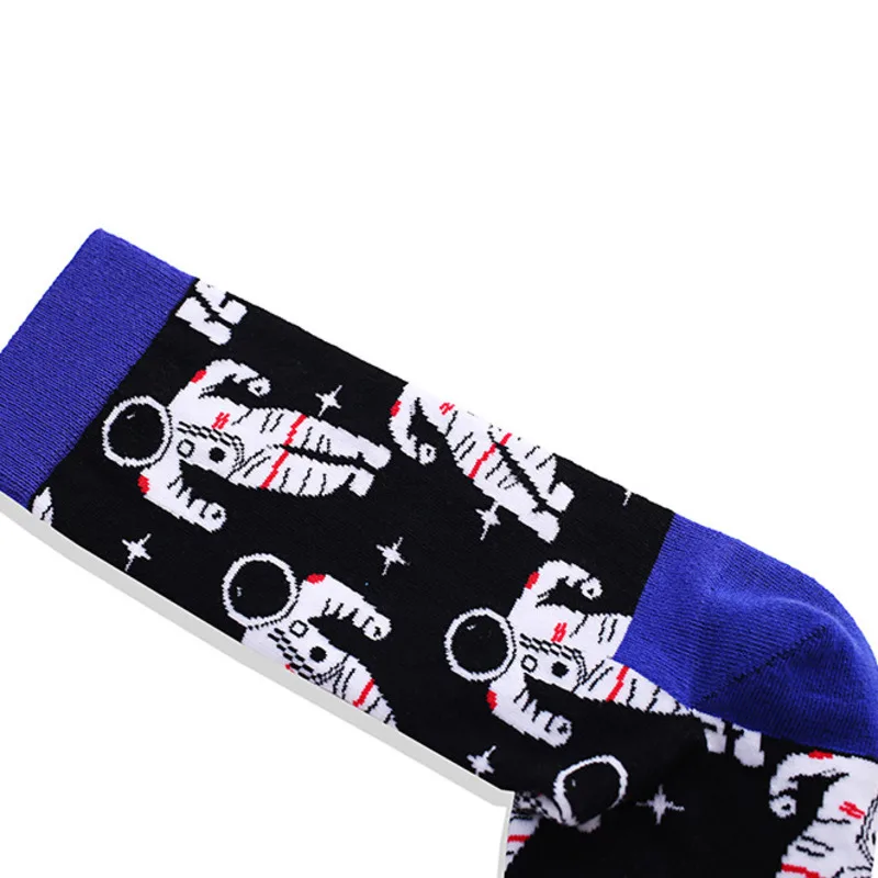 Для мужчин носки для девочек мода Счастливый мультфильм астронавт личность скейт забавные носки корейский стиль каваи Harajuku Хип Хоп Street Женские чулочно
