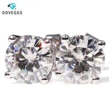 DovEggs Подлинная 14K 585 Белое золото 2 CTW карат F цвет Выращенный в лаборатории Муассанит алмазные серьги для женщин закручивающаяся задняя часть