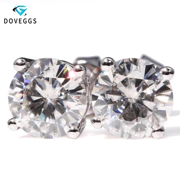 

DovEggs Genuine 14K 585 White Gold 2 CTW Carat F Color Lab Grown Moissanite Diamond Earrings For Women Screw Back