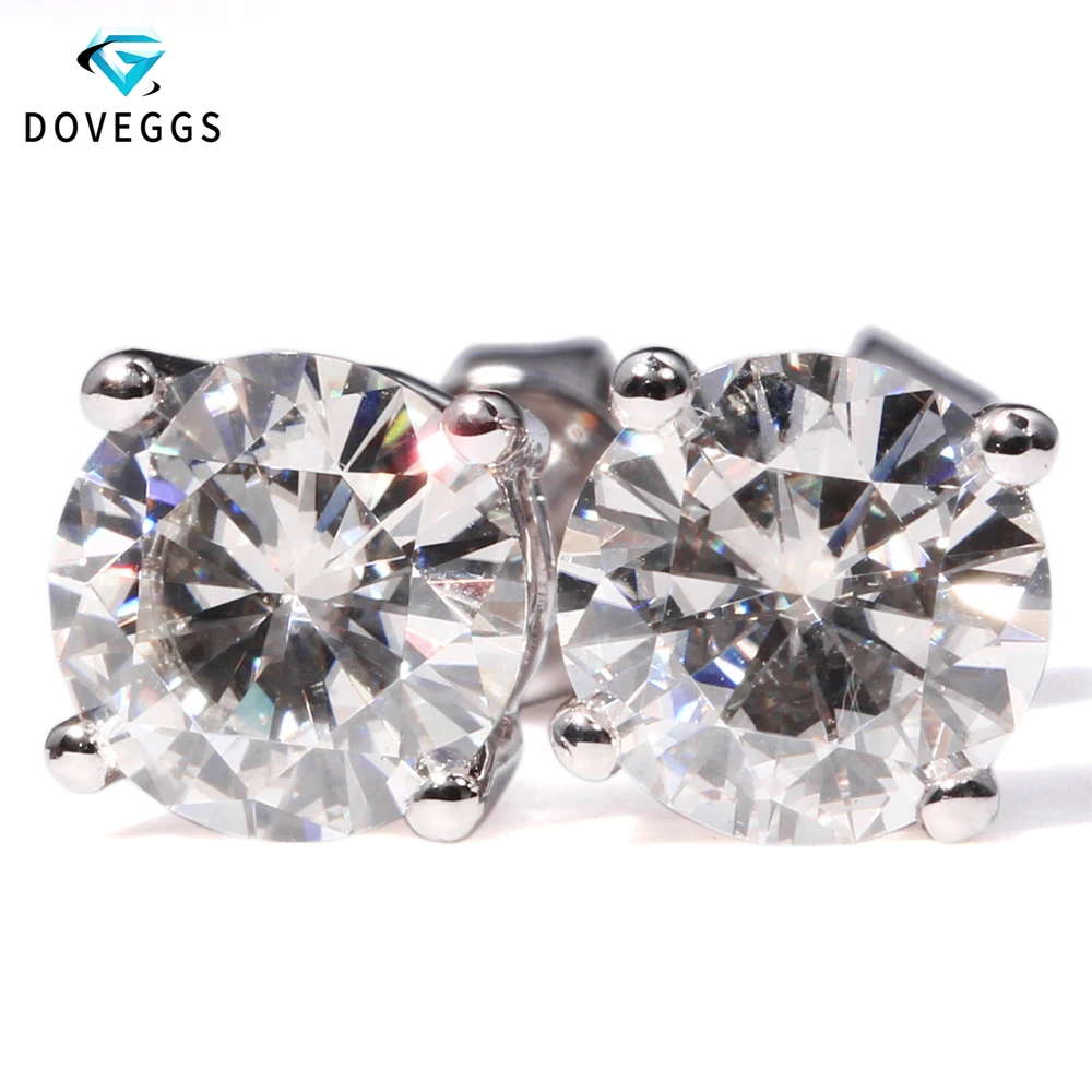Серьги DovEggs из настоящего белого золота с муассанитом для женщин 14 к 585 2 CTW карата F