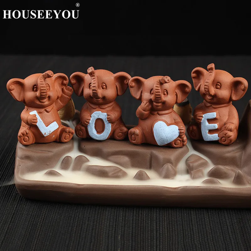 Houseyou ароматическая горелка с надписью Love Elephant керамический водопад Censer домашний