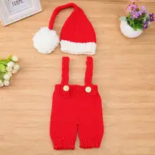 2 шт./компл. милый для новорожденных вязаный реквизит для фотосъемки комбинезоны шляпа праздничный наряд Новорожденные аксессуары для фотосъемки