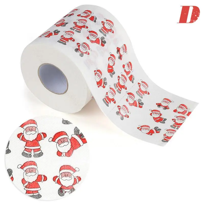 1 рулон санта клаус/олень рождественские товары печатная туалетная бумага домашняя ванна гостиная туалетный рулон бумажных салфеток рождественский декор