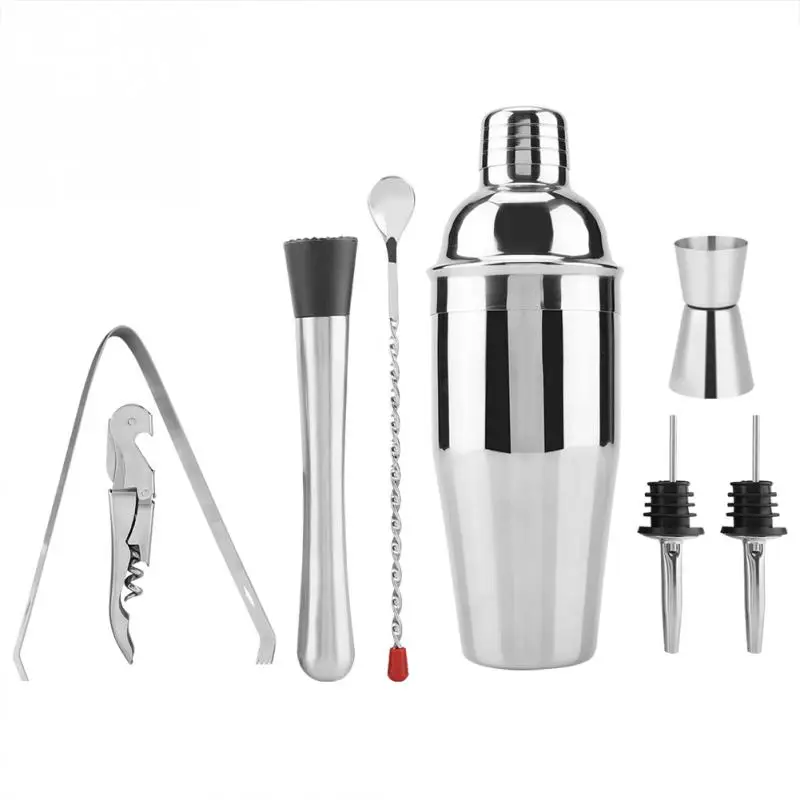 8 Pcs Stainless Steel Cocktail Shaker Mixer Drinker Drinking Tool For