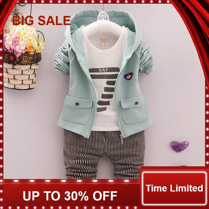 

Spring Autumn Baby Girls Boys Clothes Sets Cute Infant Cotton Suits Coat+T Shirt+Pants 3 Pcs Casual Sport Child Suits