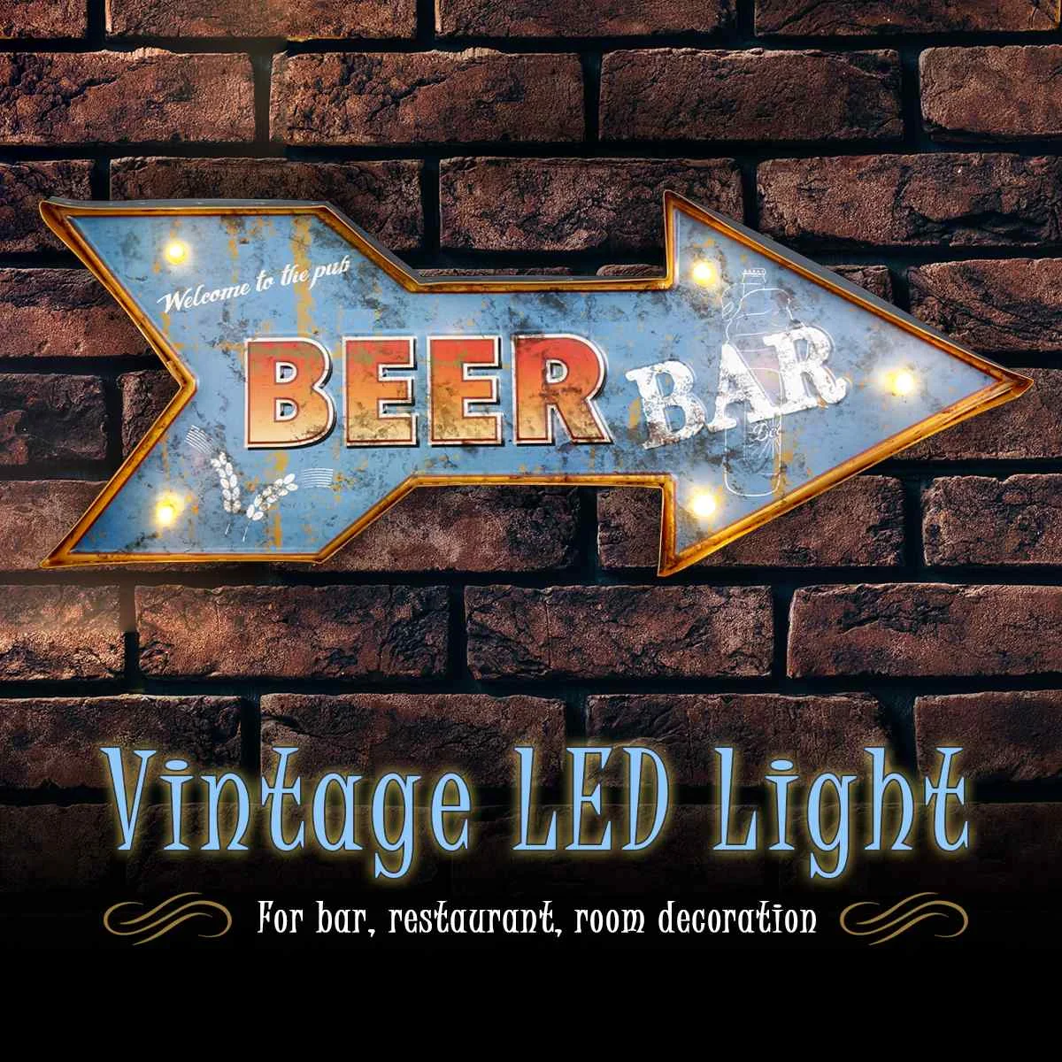 Светодиодный винтажный светильник со стрелой знак пива Бар Игровая комната настенные вешалки предметы интерьера