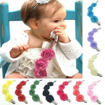 

Baby Girls Infant Rose Flower Dummy Pacifier Clip Teething Soother Holder Chain